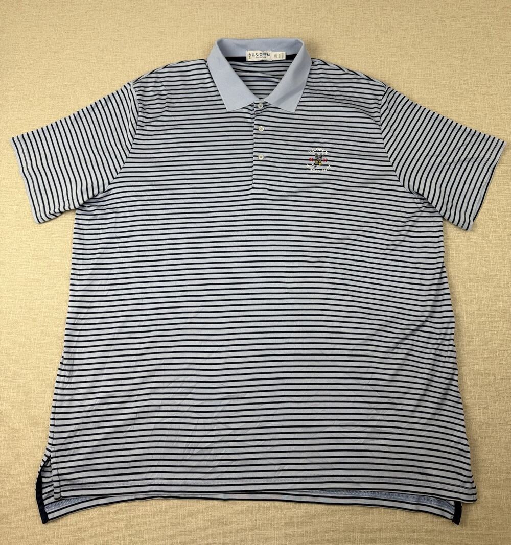 US Open 2020 Winged Foot Polo Shirt Mens XXL Blue Striped Performance Golf